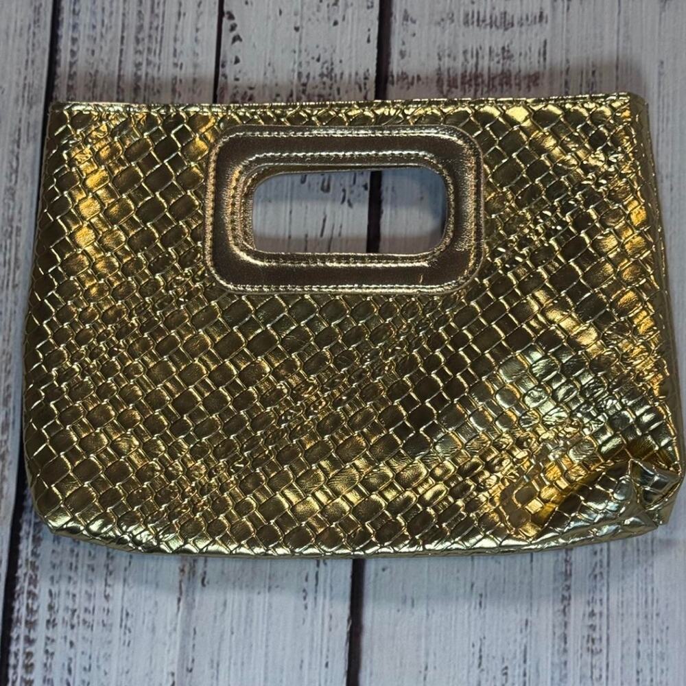 Gold clutch with textured woven